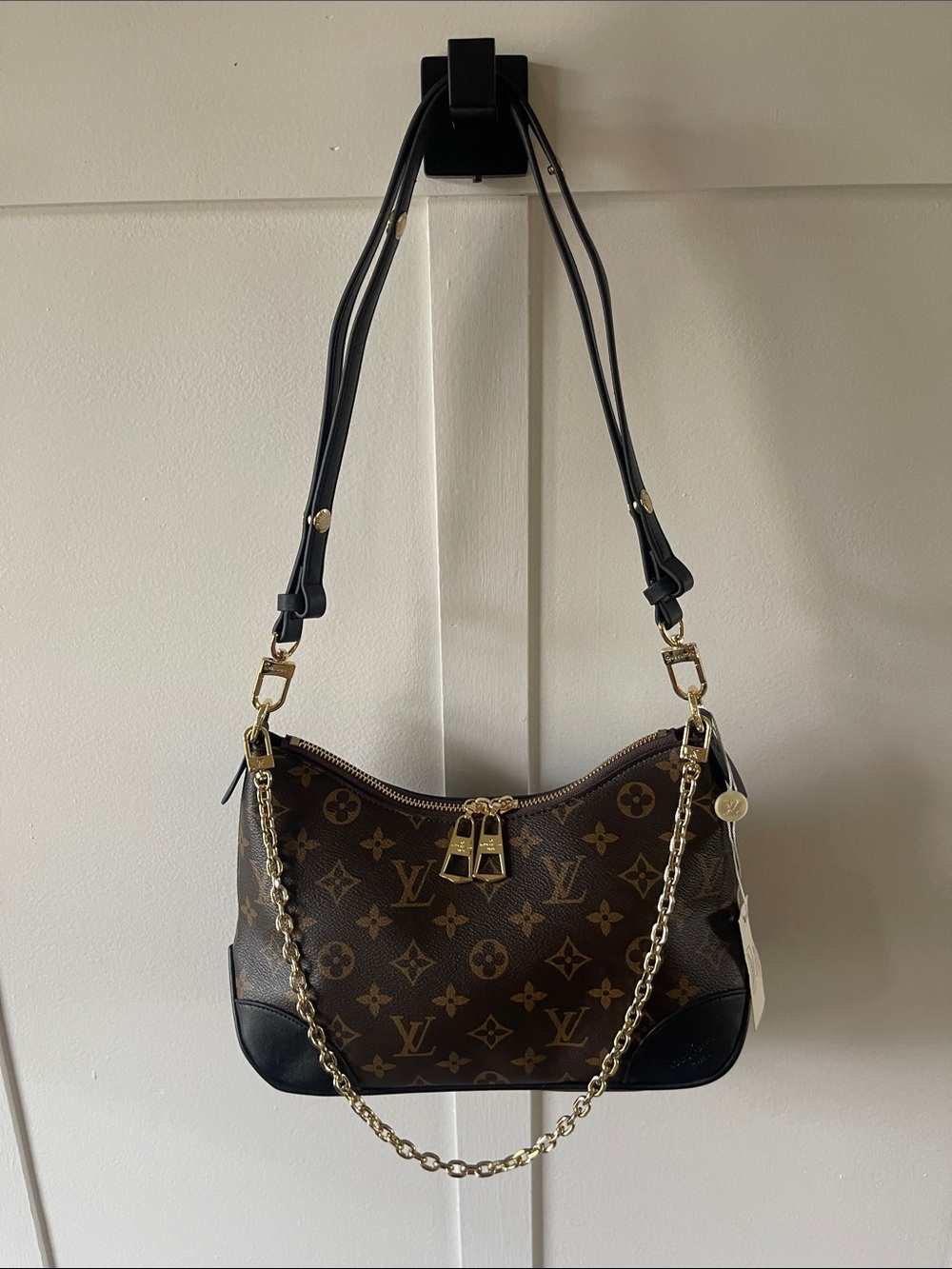 Brown Monogram Shoulder Bag with Gold Hardware, crossbody/ shoulder strap